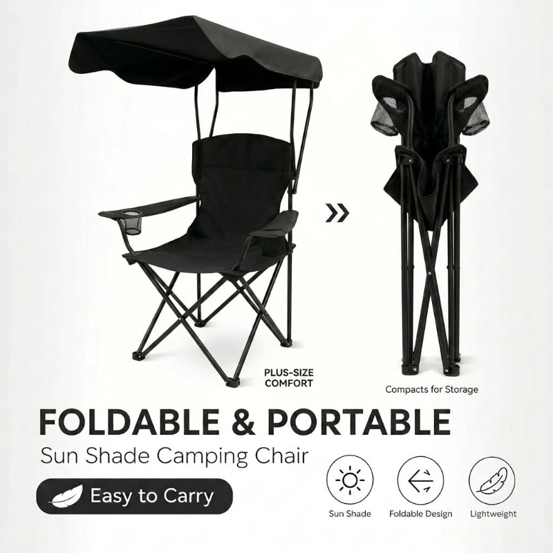 Fishing Equipment Us - Outdoor Camping Chair With Awning, Foldable
